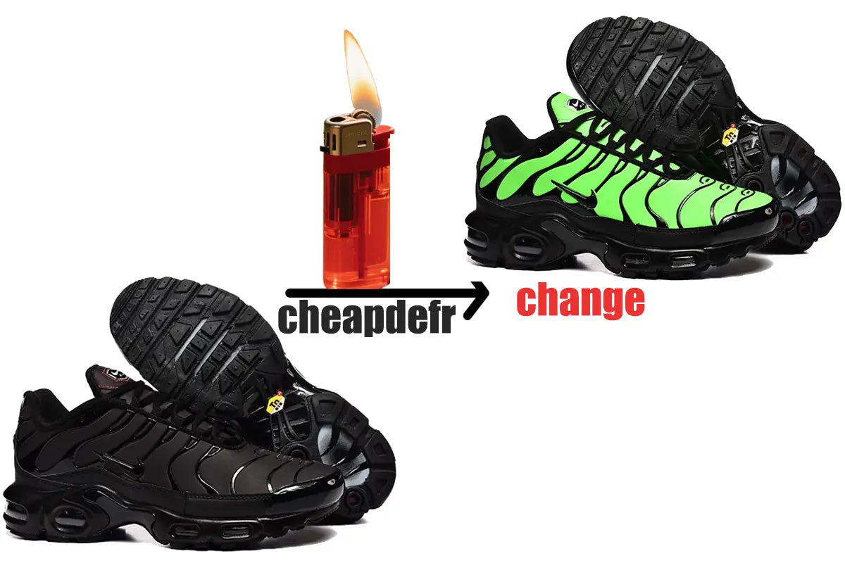 Nike Tn Air Max Plus Noir Vert / Green Change Couleur Avec Feu
